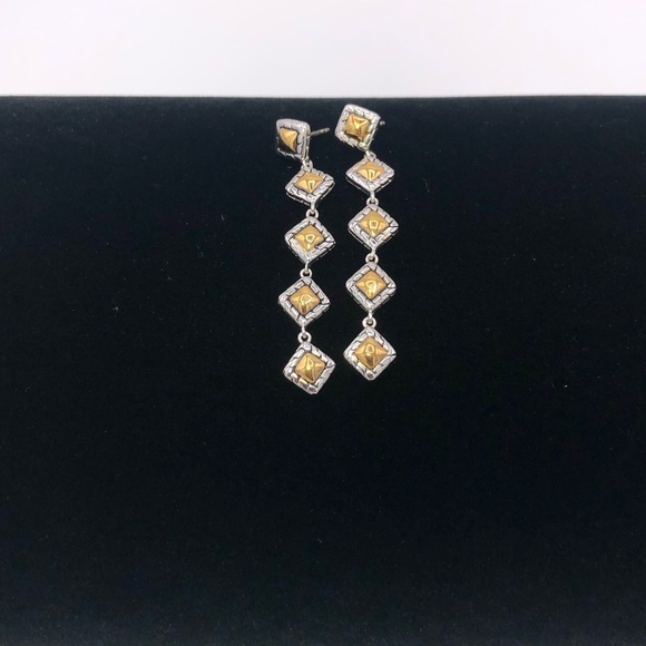 18k Station Dangle Earrings - Picture 3 of 7